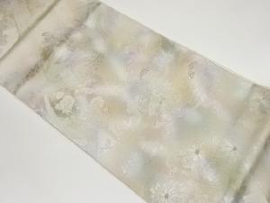 色紙に花々模様織出し袋帯